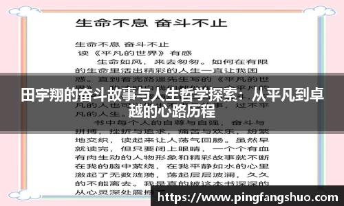 田宇翔的奋斗故事与人生哲学探索：从平凡到卓越的心路历程