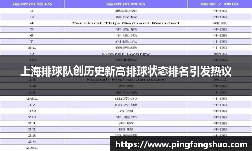 上海排球队创历史新高排球状态排名引发热议